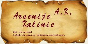 Arsenije Kalinić vizit kartica
